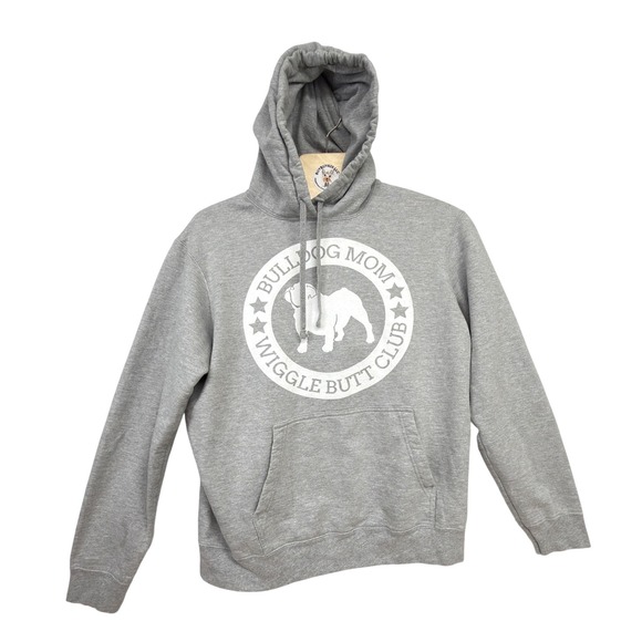 Port & Company Other - Bulldog Mom Wiggle Butt Club Hoodie‎ Gray Pullover Sweatshirt Women's L